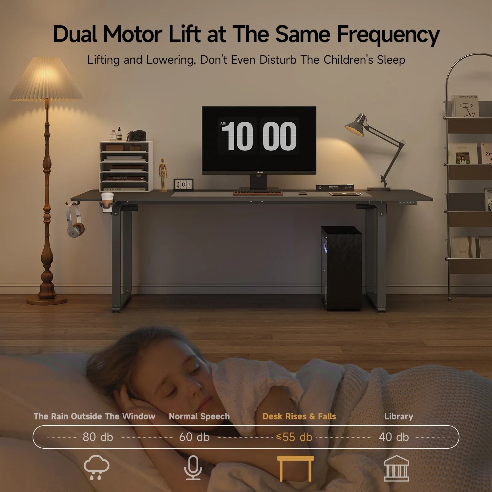 Electric Lifting Table, Square Standing Computer Desk Stand Up Desk With 4 Legs Sit Stand Desk Adjustable Height from 28 - 46" - VibraStore