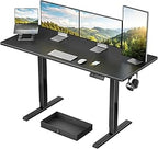 Electric Standing Desk With Drawer, 48 X 24 Electric Stand Up Desk, Ergonomic Adjustable Desk With Storage, Headphone/Bag - VibraStore