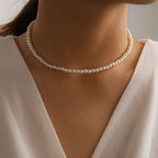 Elegant Single - Strand Faux Pearl Choker Necklace for Women - Bohemian Style, Perfect for Parties, Gatherings, and Gifts, Versatile Accessory|Clavicle Chain|Imitation Pearls - VibraStore