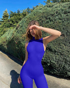 European And American Style Women Yoga Slim Rib Sleeveless Sports Jumpsuit - VibraStore