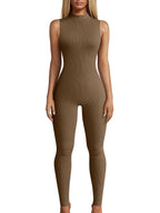 European And American Style Women Yoga Slim Rib Sleeveless Sports Jumpsuit - VibraStore