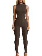 European And American Style Women Yoga Slim Rib Sleeveless Sports Jumpsuit - VibraStore