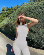 European And American Style Women Yoga Slim Rib Sleeveless Sports Jumpsuit - VibraStore