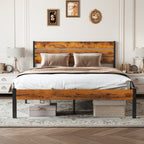 Metal Platform Bed Frame - Mattress Foundation With Headboard And Footboard