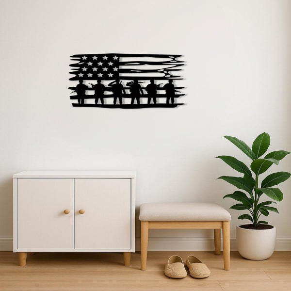 Vintage American Flag Wall Art Metal Stars Stripes Indoor Outdoor Patriotic Wall Hanging