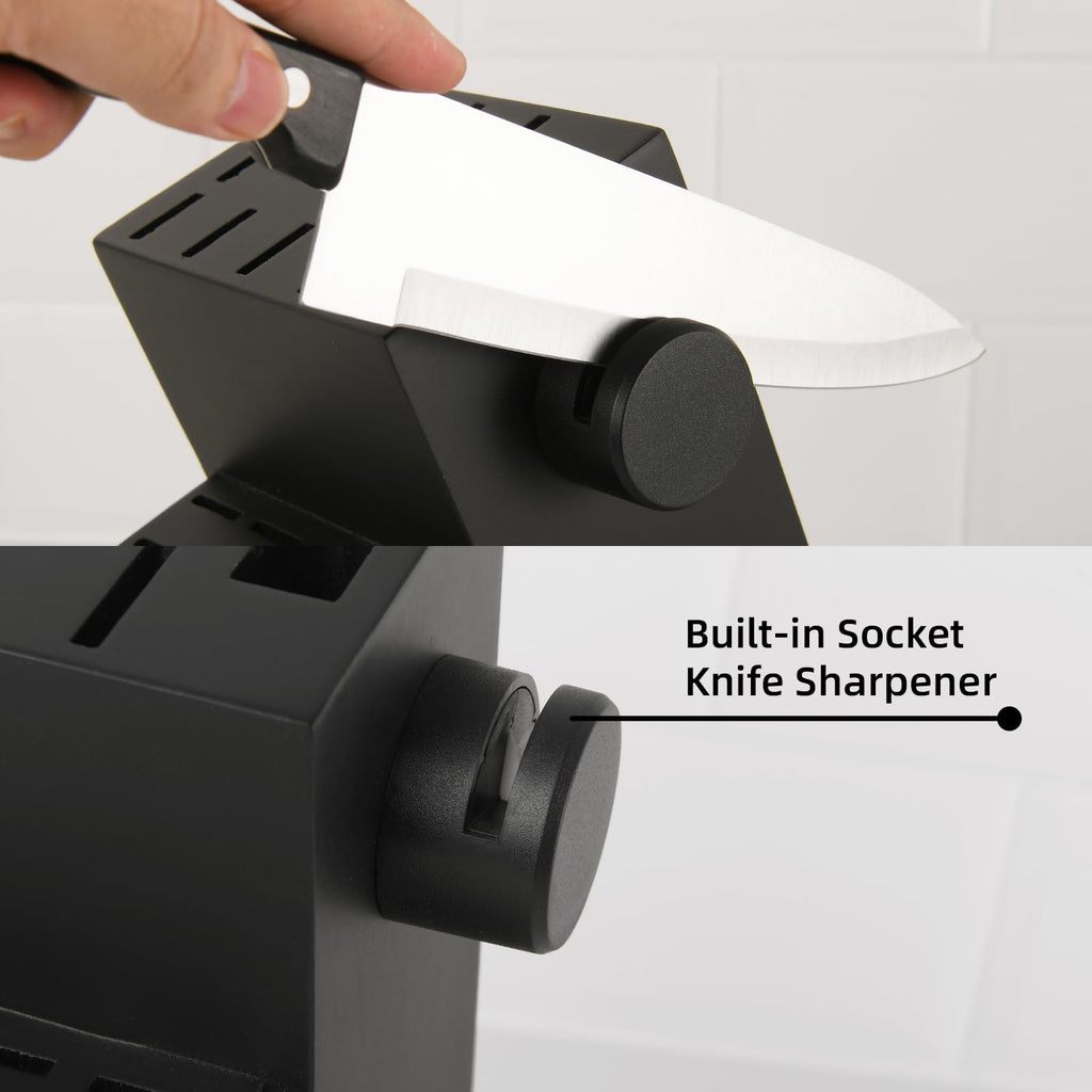 19-piece Knife Set, German Steel, Durable, Dishwasher-safe, Kitchen Knife Set With Built-in Sharpener For Chopping, Slicing, Dicing And Cutting