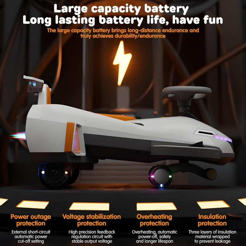 Electric Ride On Wiggle Car For Kids Toddlers With Light Music,2 In 1 360 Steering Wheel Powered Swing Twist Car