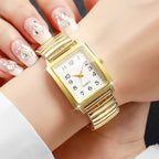 Fashion Elastic Strap Women Quartz Watch Rectangle Arabic Dial Ladies Wristwatches Relogio Feminino (No Box) - VibraStore