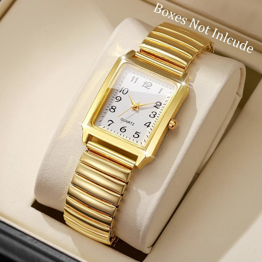 Fashion Elastic Strap Women Quartz Watch Rectangle Arabic Dial Ladies Wristwatches Relogio Feminino (No Box) - VibraStore