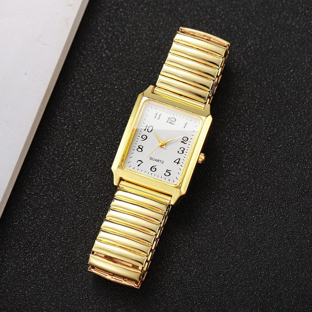 Fashion Elastic Strap Women Quartz Watch Rectangle Arabic Dial Ladies Wristwatches Relogio Feminino (No Box) - VibraStore