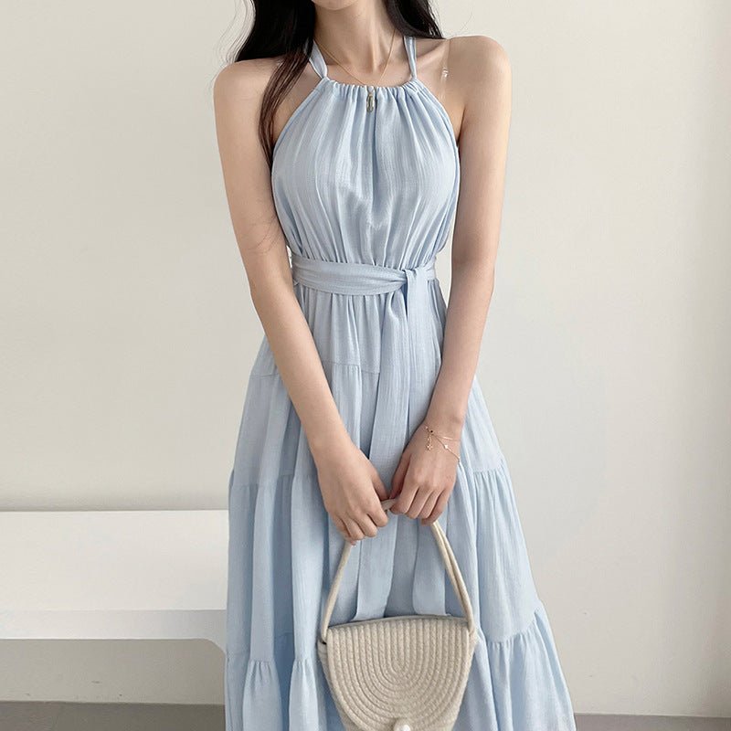 Fashion Halter Mid - length Dress Women - VibraStore