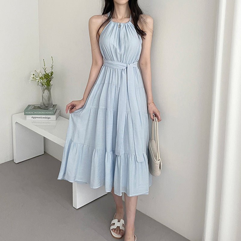 Fashion Halter Mid - length Dress Women - VibraStore