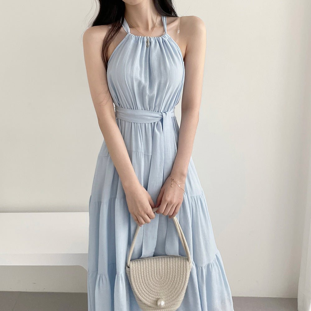 Fashion Halter Mid - length Dress Women - VibraStore