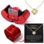 Fashion Jewelry Box Red Apple Christmas Gift Necklace Eternal Rose For Girl Mother's Day Valentine's Day Gifts With Artificial Flower Rose Flower Jewelry Box - VibraStore