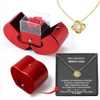 Fashion Jewelry Box Red Apple Christmas Gift Necklace Eternal Rose For Girl Mother's Day Valentine's Day Gifts With Artificial Flower Rose Flower Jewelry Box - VibraStore