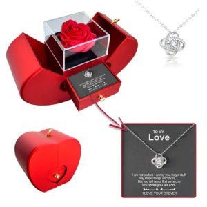 Fashion Jewelry Box Red Apple Christmas Gift Necklace Eternal Rose For Girl Mother's Day Valentine's Day Gifts With Artificial Flower Rose Flower Jewelry Box - VibraStore