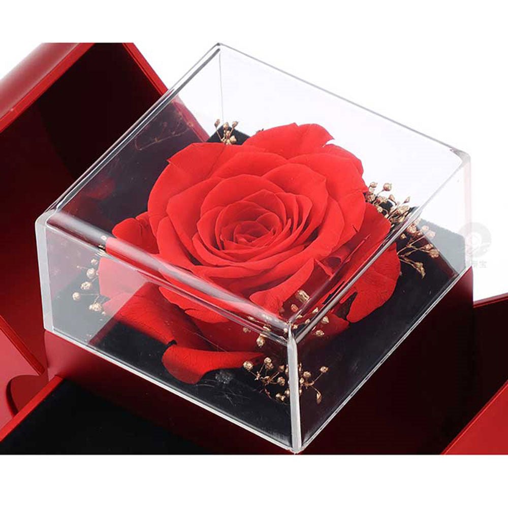Fashion Jewelry Box Red Apple Christmas Gift Necklace Eternal Rose For Girl Mother's Day Valentine's Day Gifts With Artificial Flower Rose Flower Jewelry Box - VibraStore