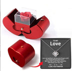 Fashion Jewelry Box Red Apple Christmas Gift Necklace Eternal Rose For Girl Mother's Day Valentine's Day Gifts With Artificial Flower Rose Flower Jewelry Box - VibraStore