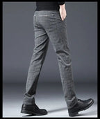 Fashion Men Slight Strech Korean Style Suit Pants Male Slim Fit Loose Straight Blazer Pants Look Taller Casual Black Trousers - VibraStore