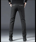 Fashion Men Slight Strech Korean Style Suit Pants Male Slim Fit Loose Straight Blazer Pants Look Taller Casual Black Trousers - VibraStore