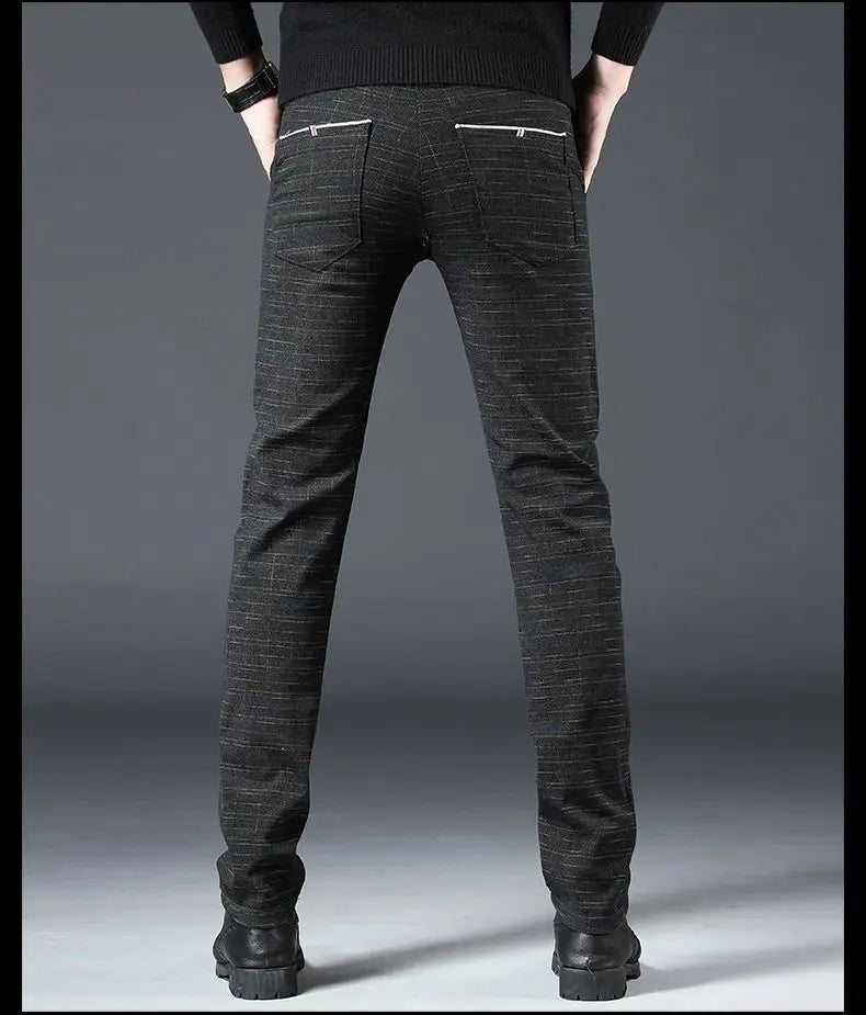 Fashion Men Slight Strech Korean Style Suit Pants Male Slim Fit Loose Straight Blazer Pants Look Taller Casual Black Trousers - VibraStore