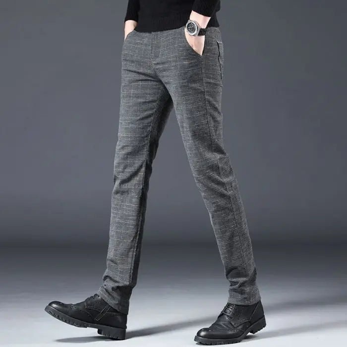 Fashion Men Slight Strech Korean Style Suit Pants Male Slim Fit Loose Straight Blazer Pants Look Taller Casual Black Trousers - VibraStore