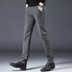 Fashion Men Slight Strech Korean Style Suit Pants Male Slim Fit Loose Straight Blazer Pants Look Taller Casual Black Trousers - VibraStore