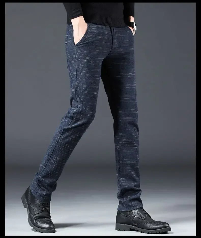 Fashion Men Slight Strech Korean Style Suit Pants Male Slim Fit Loose Straight Blazer Pants Look Taller Casual Black Trousers - VibraStore