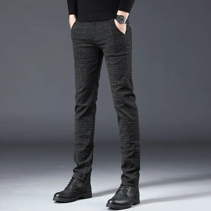 Fashion Men Slight Strech Korean Style Suit Pants Male Slim Fit Loose Straight Blazer Pants Look Taller Casual Black Trousers - VibraStore