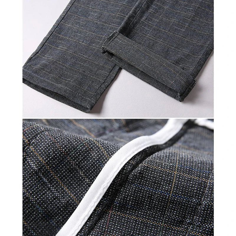 Fashion Men Slight Strech Korean Style Suit Pants Male Slim Fit Loose Straight Blazer Pants Look Taller Casual Black Trousers - VibraStore