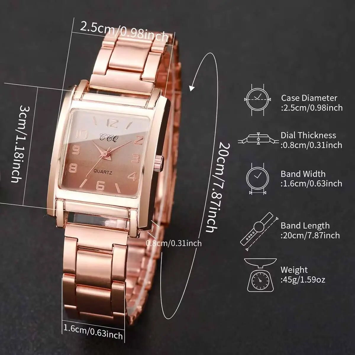 Fashion Square Women Watches Simple Arabic Dial Analog Quartz Wristwatch Reloj Mujer Girls Clock Gift（Without Box） - VibraStore