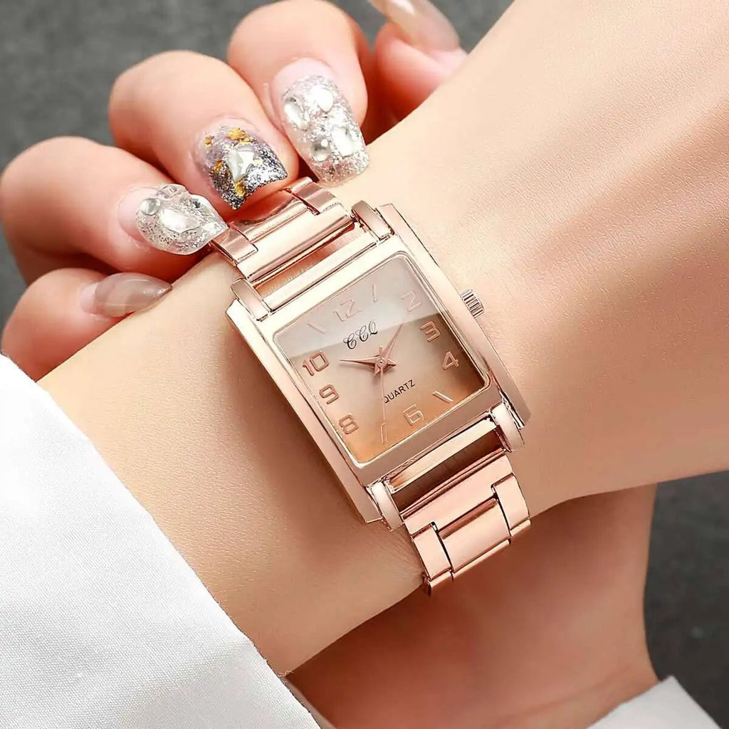 Fashion Square Women Watches Simple Arabic Dial Analog Quartz Wristwatch Reloj Mujer Girls Clock Gift（Without Box） - VibraStore