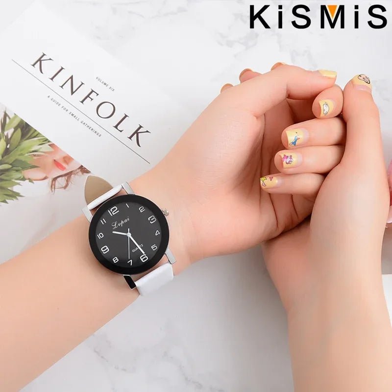 Fashion Women Quartz Watch Simple White Leather Wristwatch Ladies Dress Watch 4 Colors Waterproof Casual Stylish - VibraStore