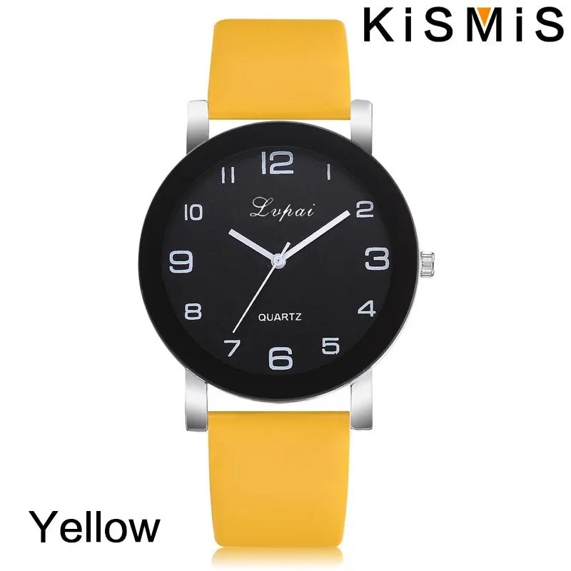 Fashion Women Quartz Watch Simple White Leather Wristwatch Ladies Dress Watch 4 Colors Waterproof Casual Stylish - VibraStore