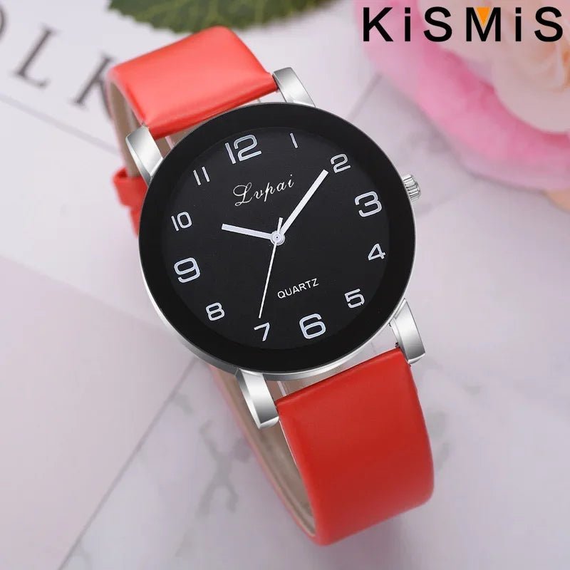 Fashion Women Quartz Watch Simple White Leather Wristwatch Ladies Dress Watch 4 Colors Waterproof Casual Stylish - VibraStore
