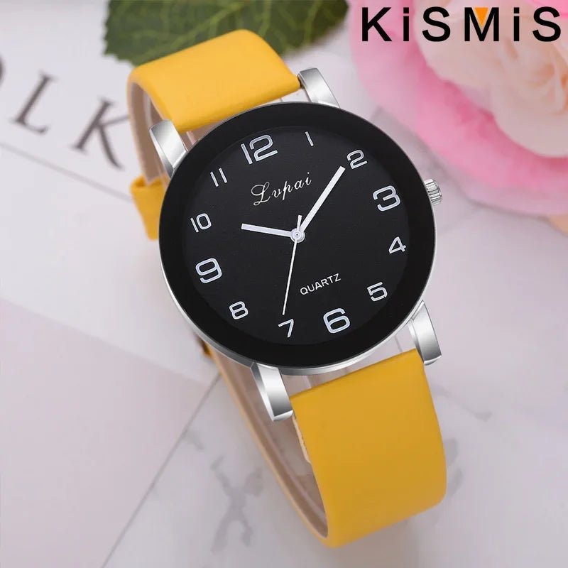 Fashion Women Quartz Watch Simple White Leather Wristwatch Ladies Dress Watch 4 Colors Waterproof Casual Stylish - VibraStore