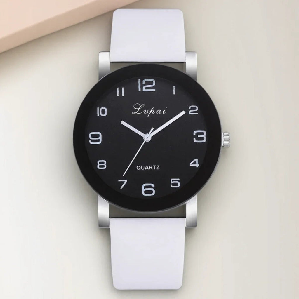 Fashion Women Quartz Watch Simple White Leather Wristwatch Ladies Dress Watch 4 Colors Waterproof Casual Stylish - VibraStore