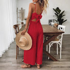 Fashionable Casual Jumpsuit With Shoulder Straps And A Bow Detail On The Back - VibraStore