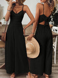 Fashionable Casual Jumpsuit With Shoulder Straps And A Bow Detail On The Back - VibraStore