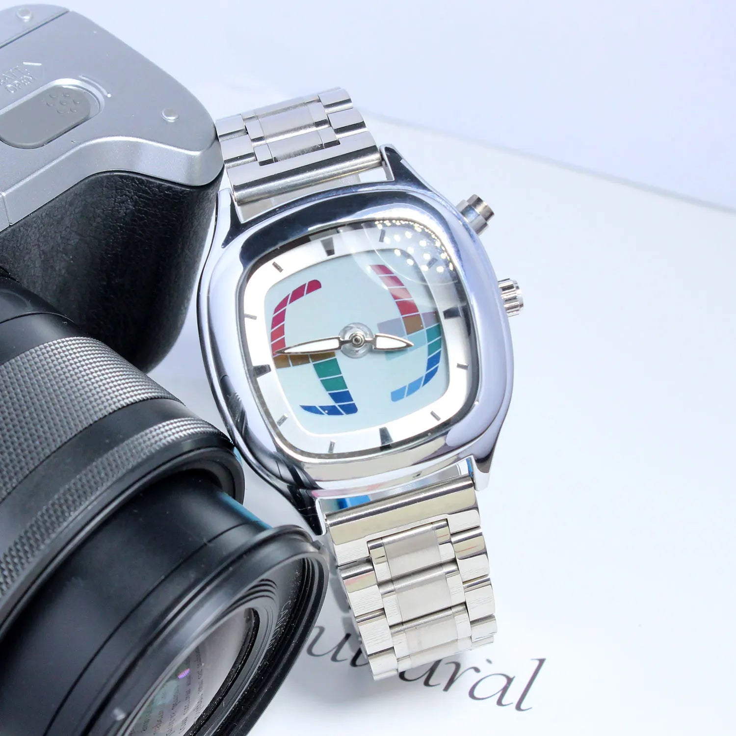 Fashionable creative men's watch y2k ins style pointer digital dual display luminous men quartz watch relojes para hombres - VibraStore