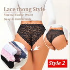 FINETOO 4 unids/set de ropa interior de encaje Sexy para mujer, calzoncillos sexis transparentes, bragas cómodas con adornos de encaje, entrepierna transpirable de algodón - VibraStore
