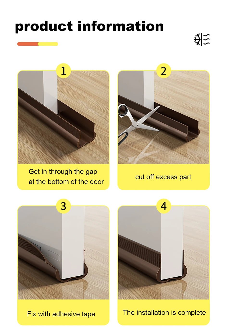 Flexible Door Bottom Sealing Strip Door Gap Soundproofing Wind and Dust Proof Weather Strip Under Door Draft Stopper Tape - VibraStore