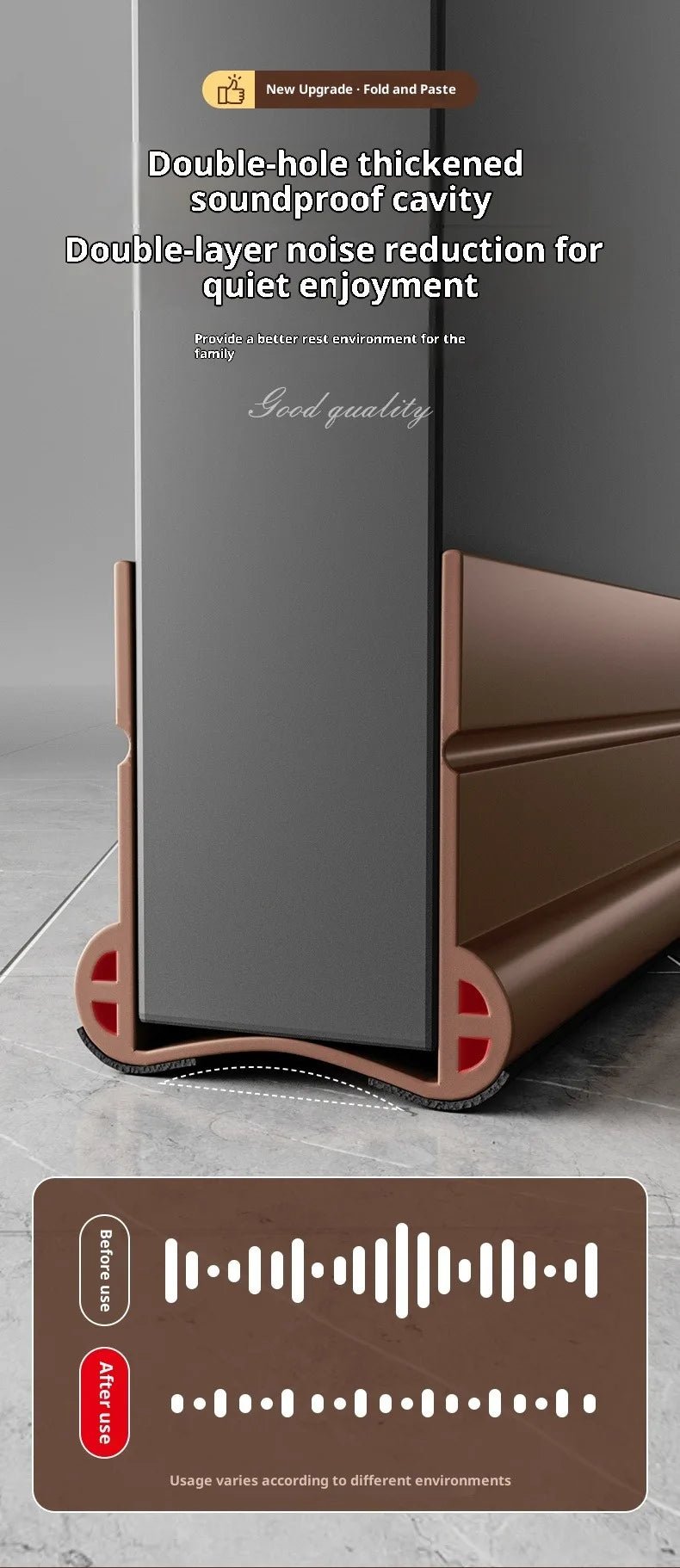 Flexible Door Bottom Sealing Strip Door Gap Soundproofing Wind and Dust Proof Weather Strip Under Door Draft Stopper Tape - VibraStore