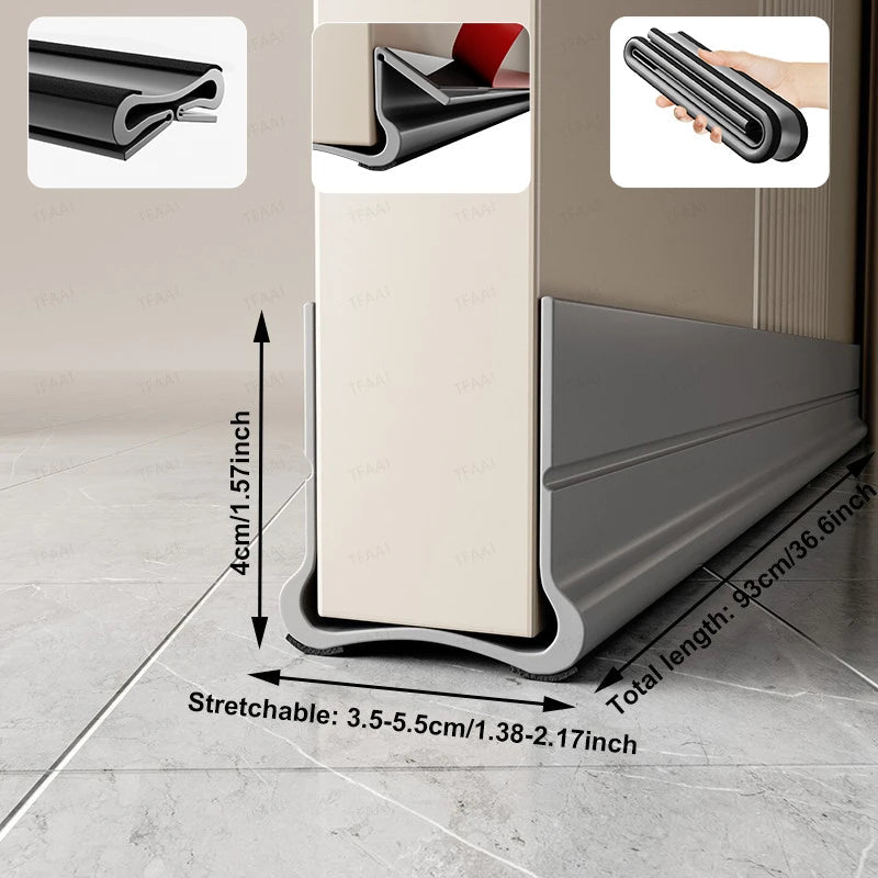 Flexible Door Bottom Sealing Strip Door Gap Soundproofing Wind and Dust Proof Weather Strip Under Door Draft Stopper Tape - VibraStore