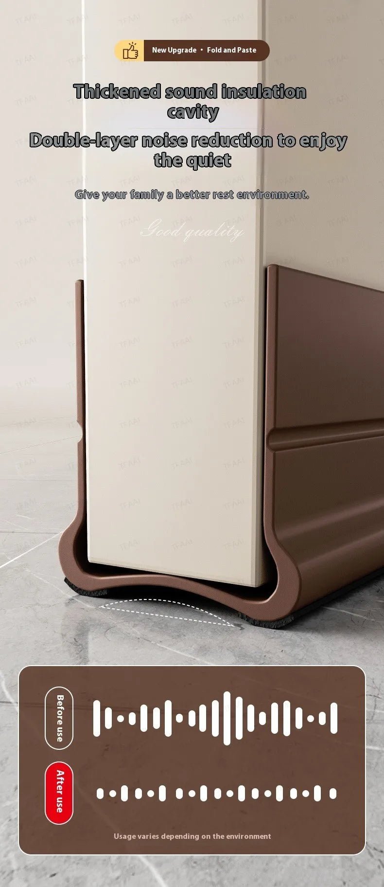 Flexible Door Bottom Sealing Strip Door Gap Soundproofing Wind and Dust Proof Weather Strip Under Door Draft Stopper Tape - VibraStore