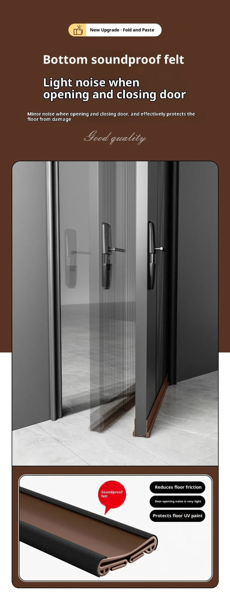 Flexible Door Bottom Sealing Strip Door Gap Soundproofing Wind and Dust Proof Weather Strip Under Door Draft Stopper Tape - VibraStore