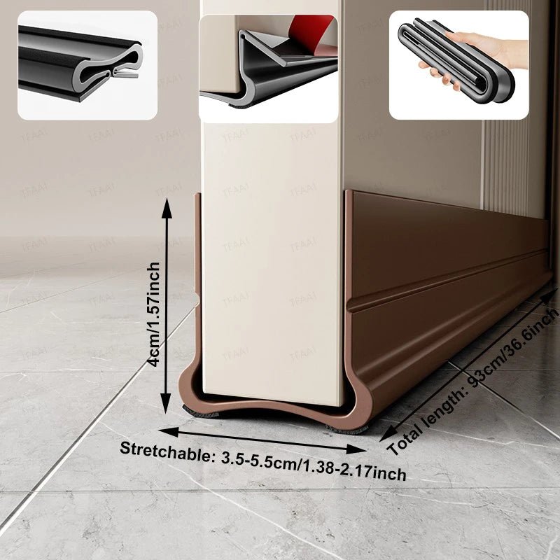Flexible Door Bottom Sealing Strip Door Gap Soundproofing Wind and Dust Proof Weather Strip Under Door Draft Stopper Tape - VibraStore