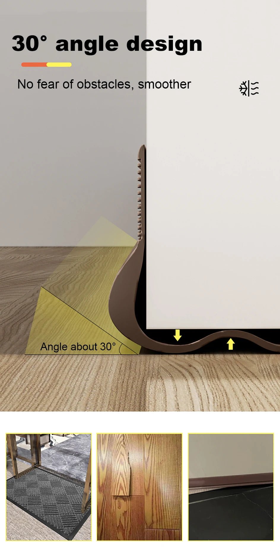 Flexible Door Bottom Sealing Strip Door Gap Soundproofing Wind and Dust Proof Weather Strip Under Door Draft Stopper Tape - VibraStore