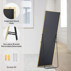 Floor Standing Mirror, Wall Mirror With Stand Aluminum Alloy Thin Frame - VibraStore