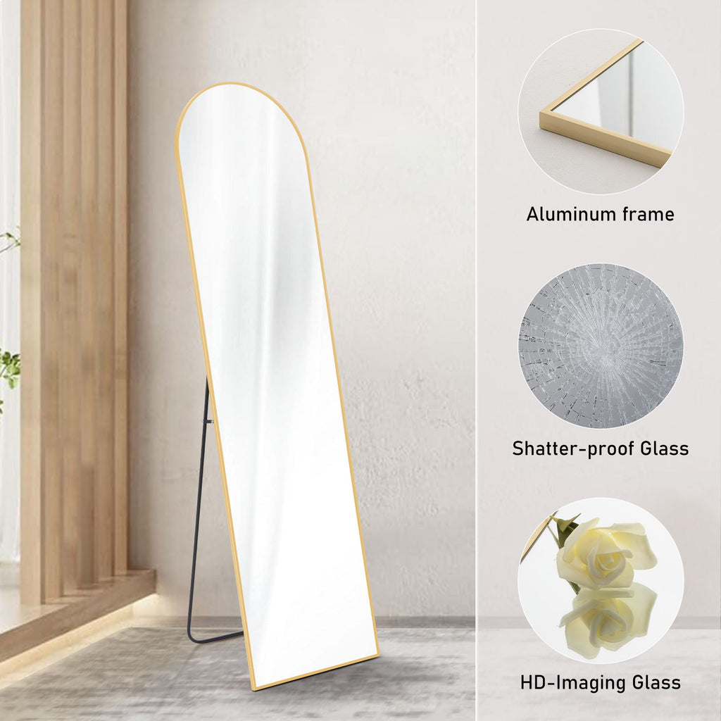 Floor Standing Mirror, Wall Mirror With Stand Aluminum Alloy Thin Frame - VibraStore